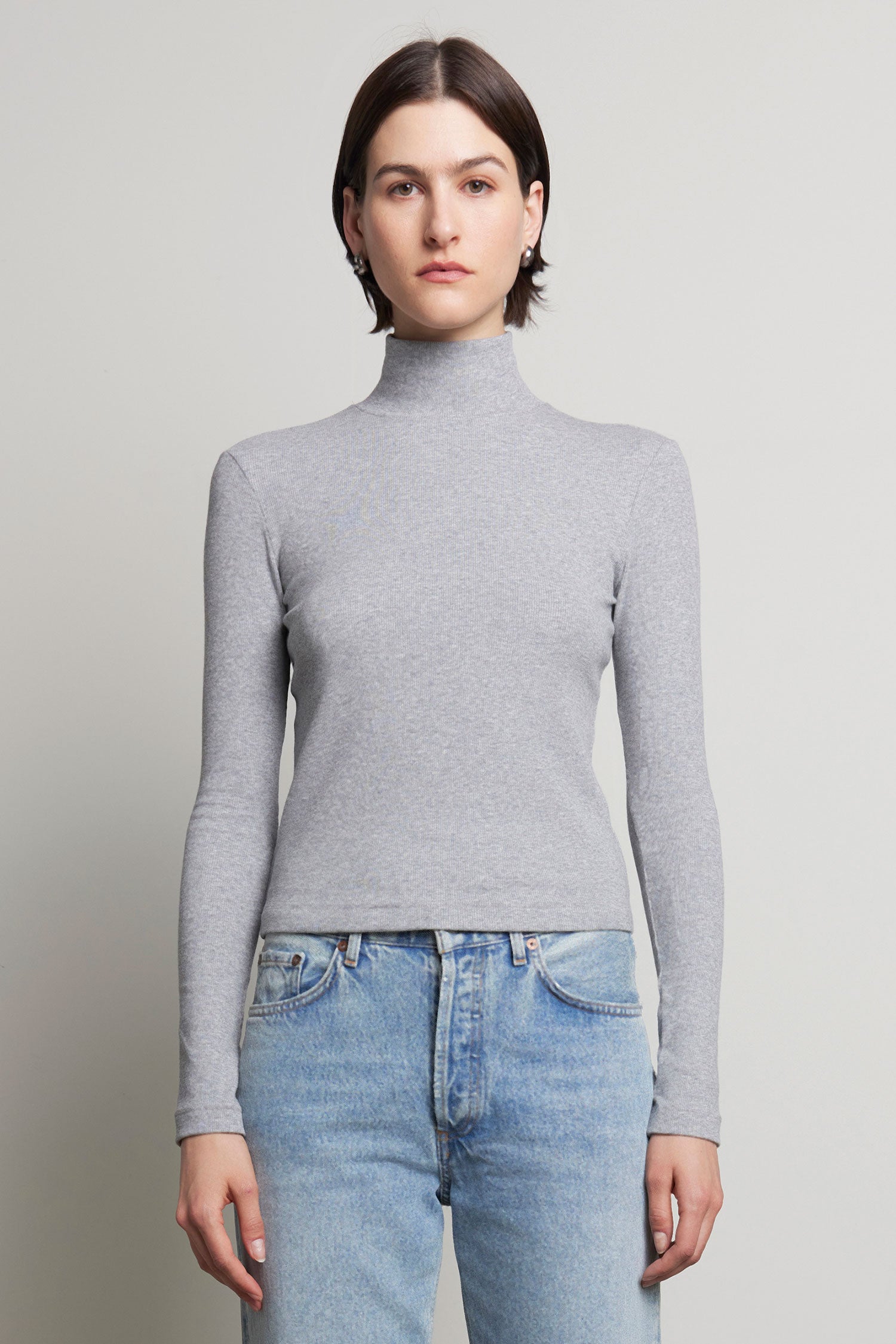 Helms Turtleneck Tops Velvet by Graham & Spencer Heather Grey S