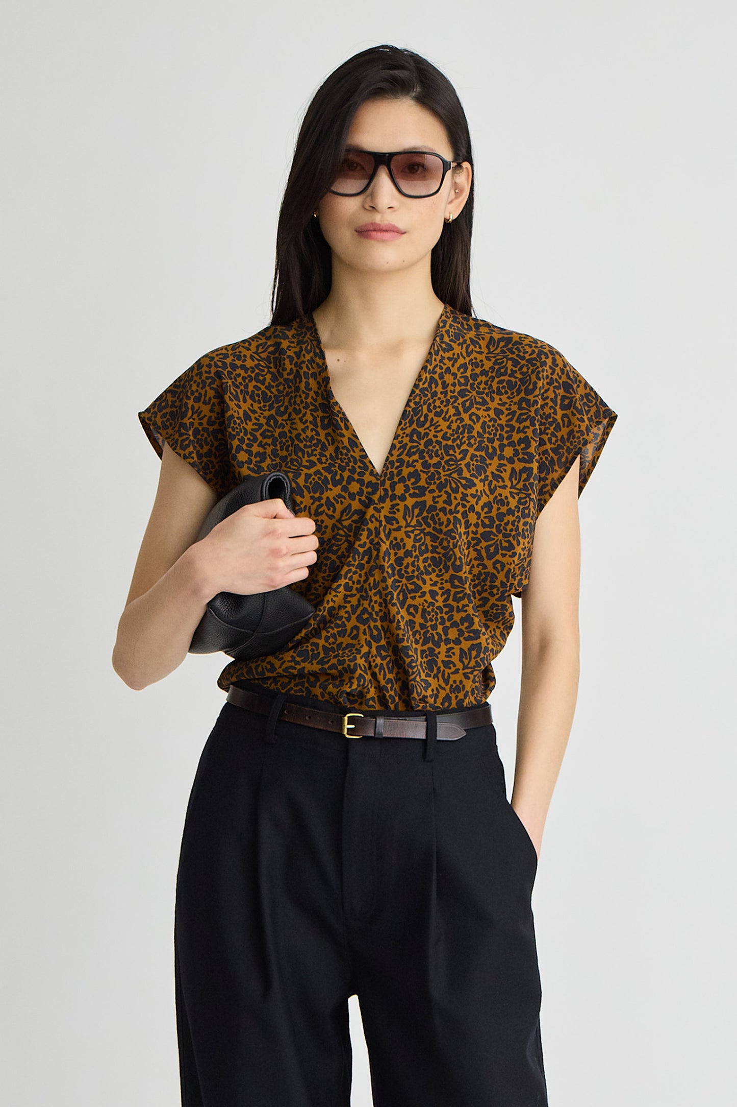 Monde Silky Bias Top Shirts Apiece Apart Leo Floral Midnight 2