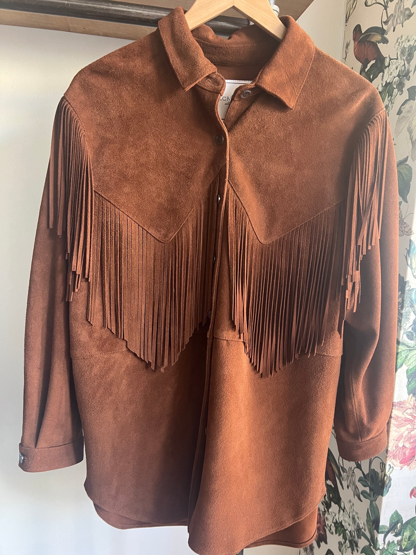 The Suede Fringe Shirt Jacket The Great.