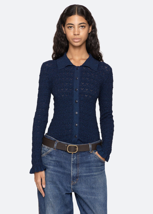 Ruby Knit L/S Polo Sweaters SEA NEW YORK