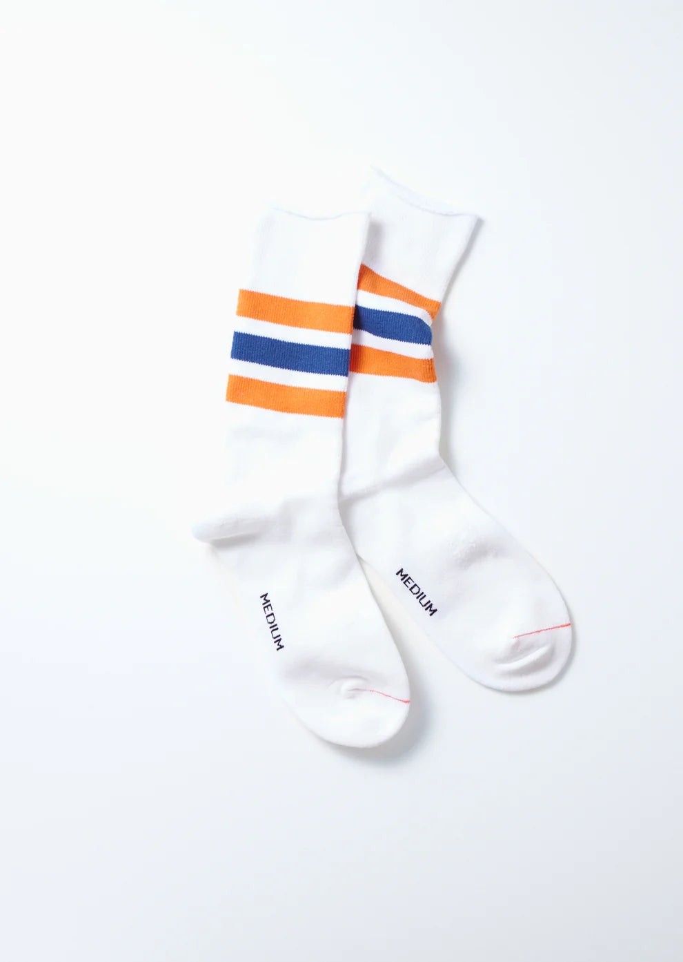 Fine Pile Stripe Crew Socks  RoToTo White/Orange/Blue L 