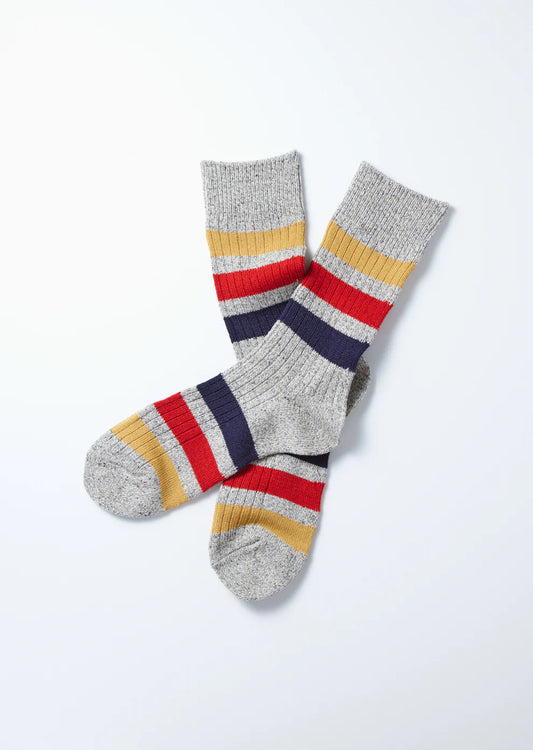 Park Stripe Crew Socks Socks RoToTo M.GRAY L 