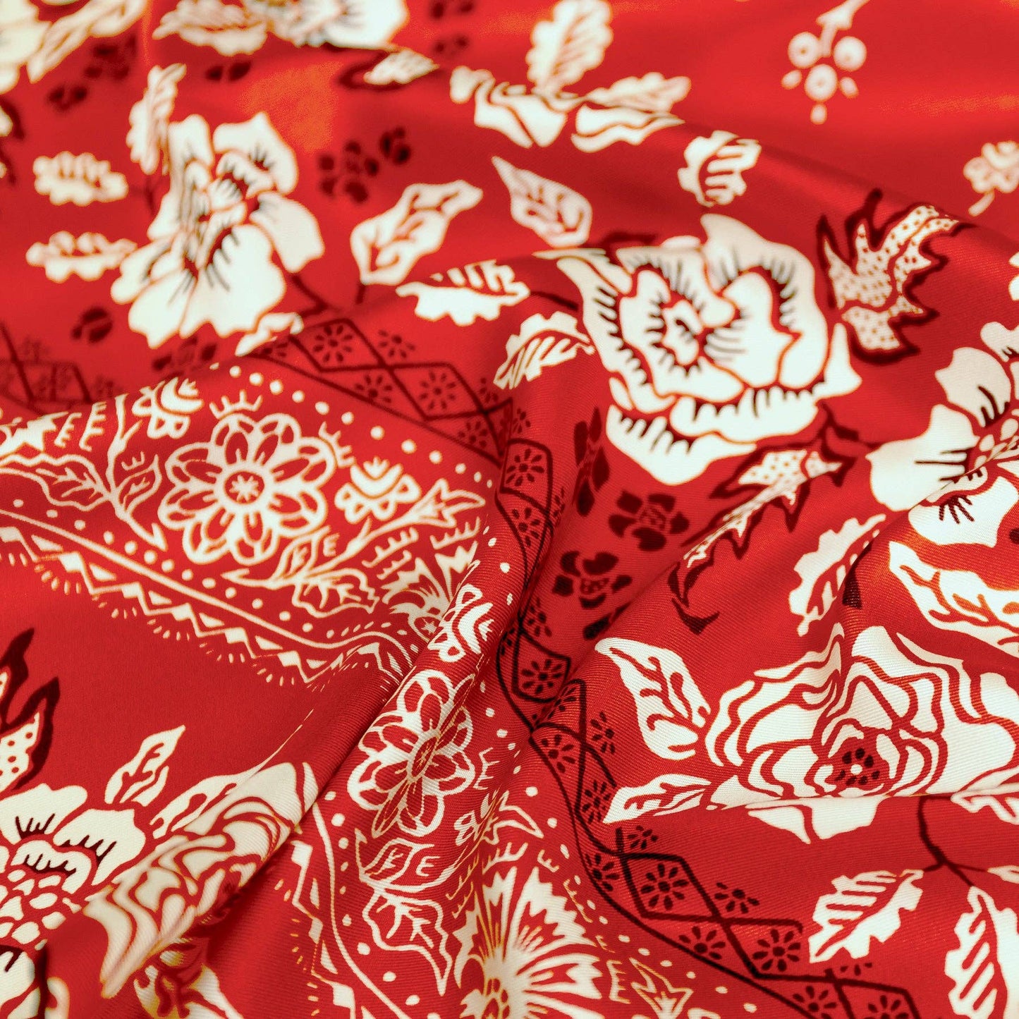 Silk Twill Scarf - Rosey in Red Hot Scarves Last Chance Textiles