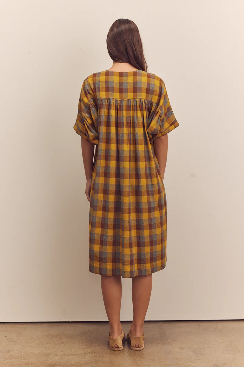 Wide Shirring Sleeve Knee Dress Dresses Amente