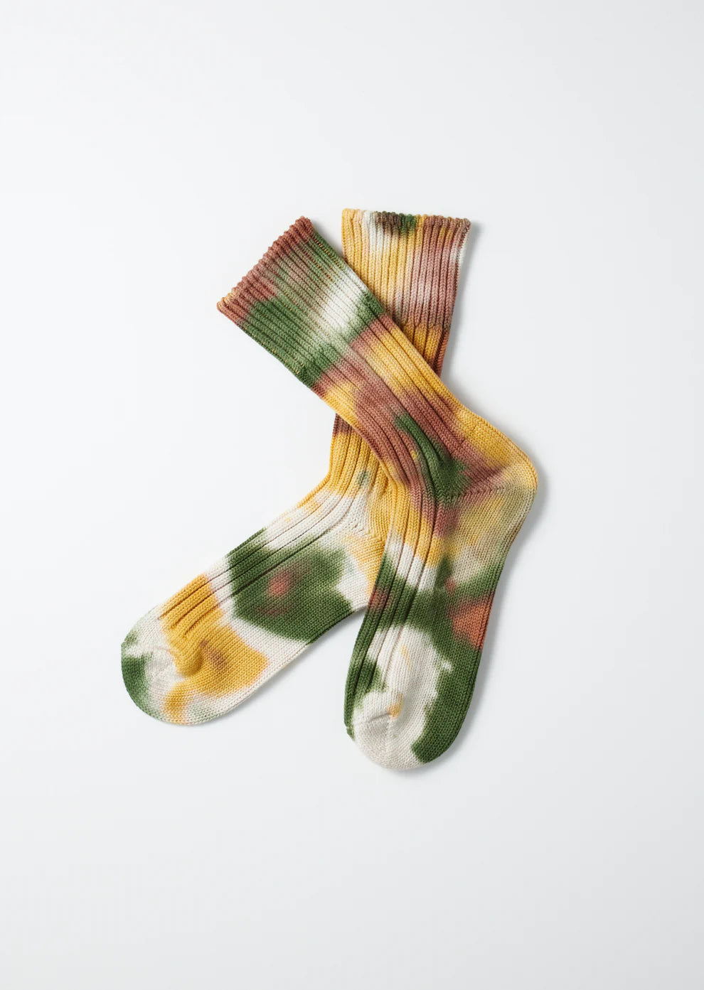 Tie Dye Chunky Ribbed Socks Socks RoToTo Grn/Gld/Brn M 