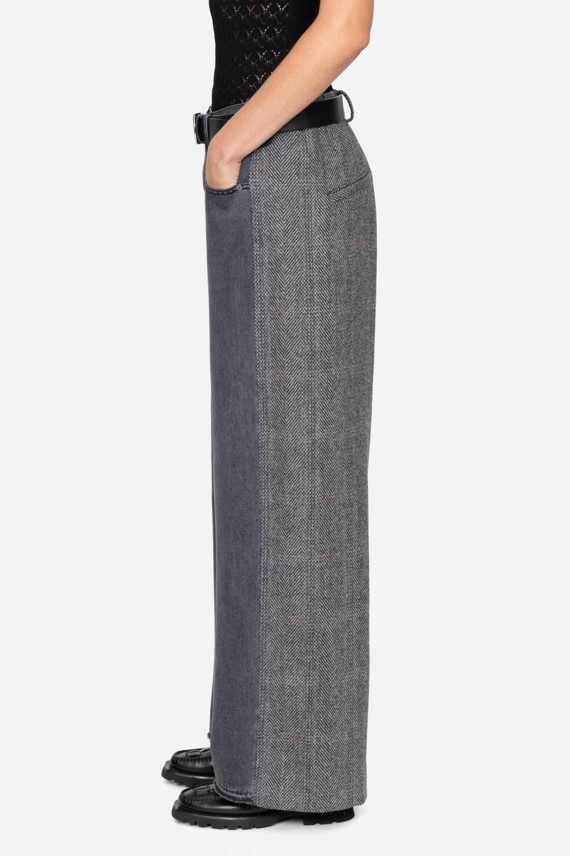 Eleni Denim Combo Pants W/ Lthr Belt Jeans SEA NEW YORK