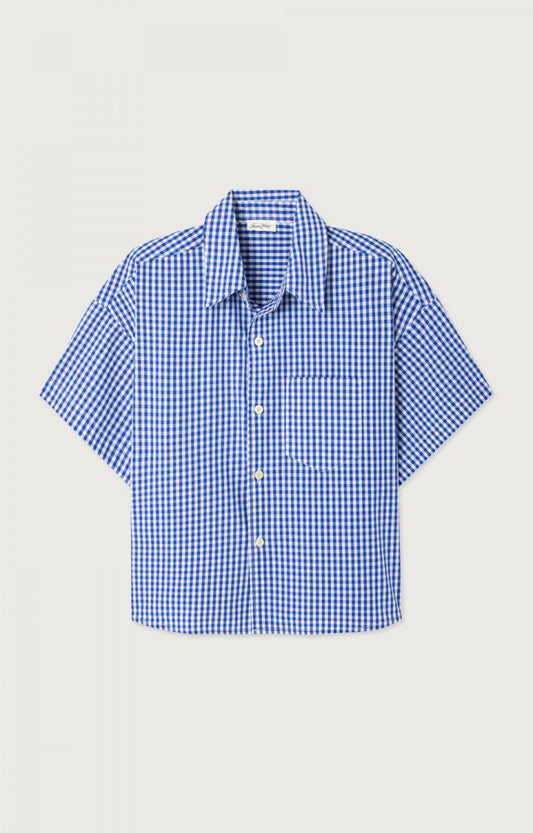 Chemis courte ample mc col boutonne Shirts AMERICAN VINTAGE VICHY BLEU S