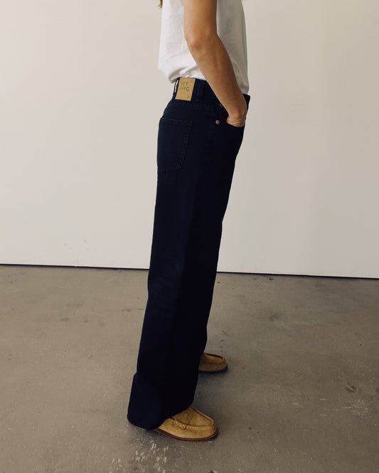 The Wide Slouch - Washed Black Denim HEY GANG