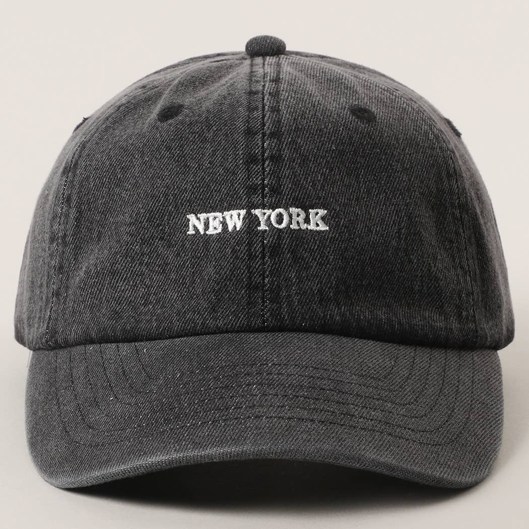New York Denim Cap Hats Fashion City One Size Black