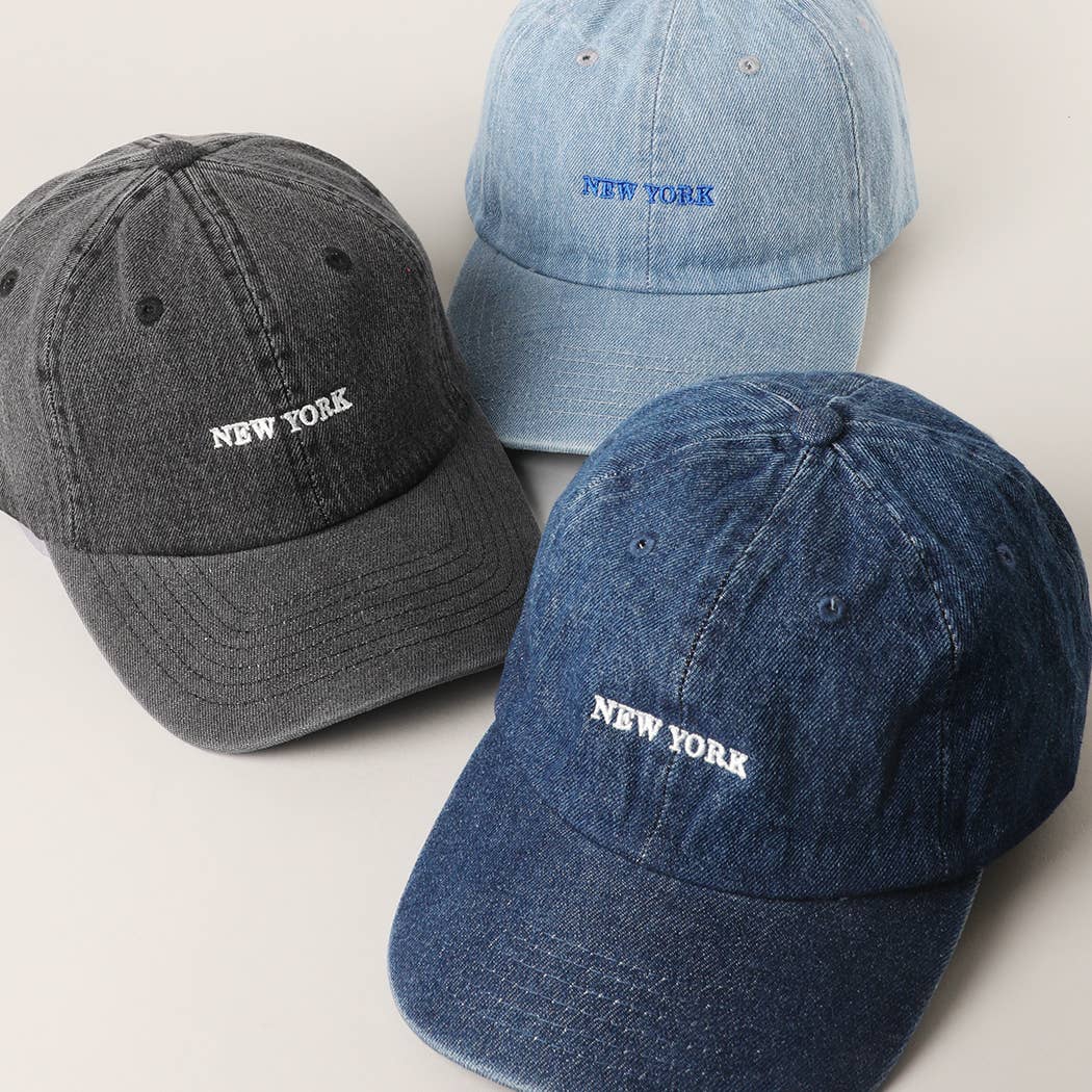 New York Denim Cap Hats Fashion City