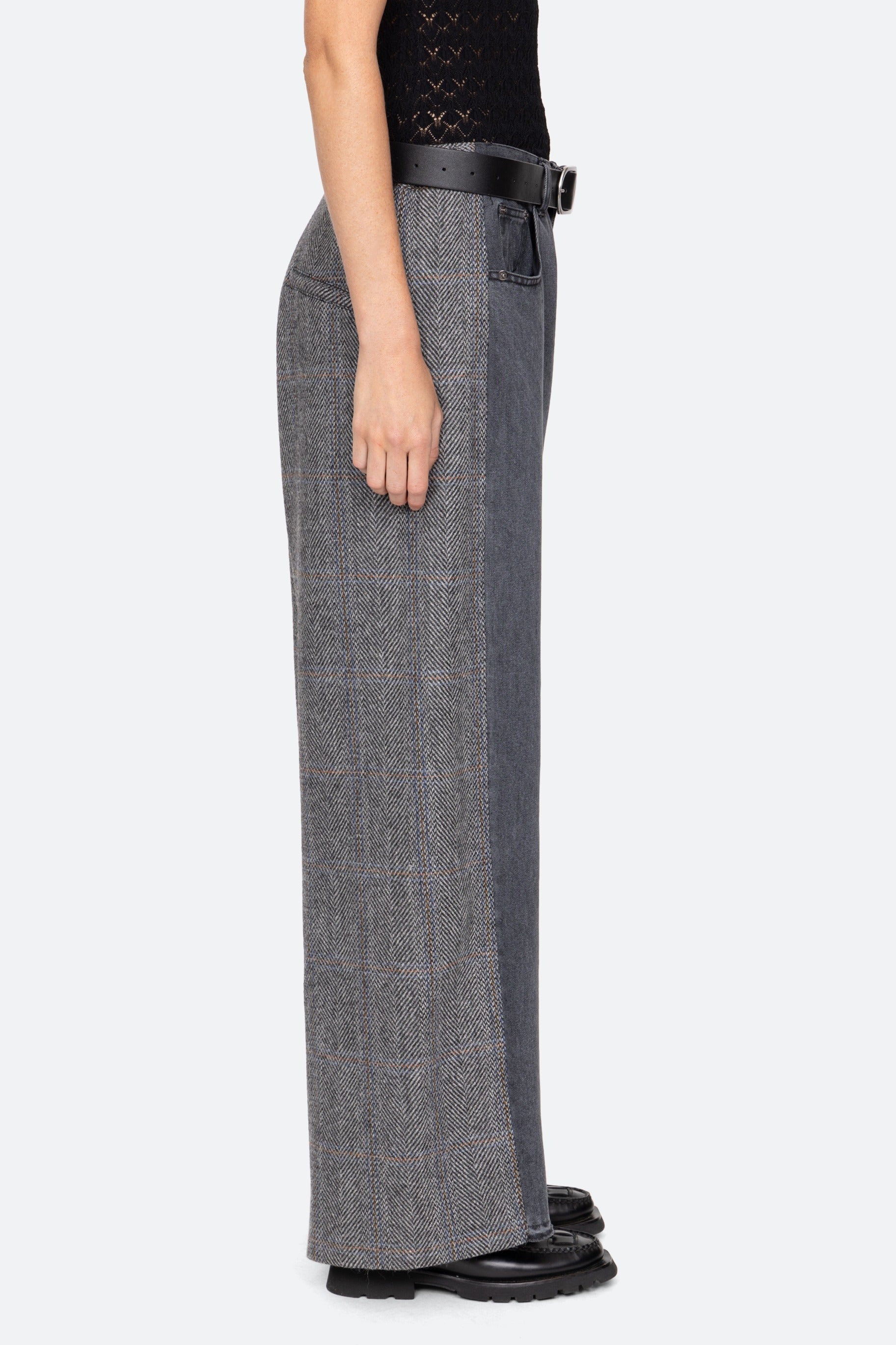 Eleni Denim Combo Pants W/ Lthr Belt Jeans SEA NEW YORK