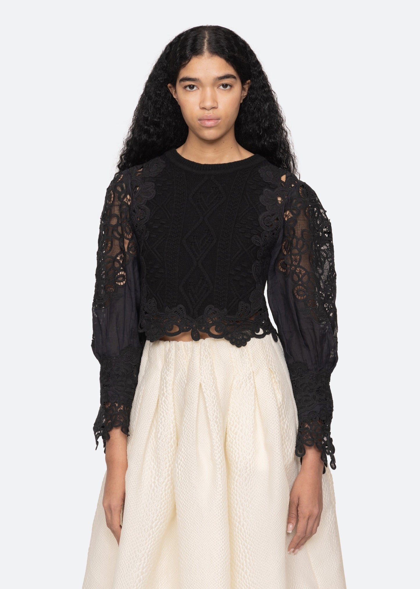 Vania Lace Combo Slv Sweater Sweaters SEA NEW YORK