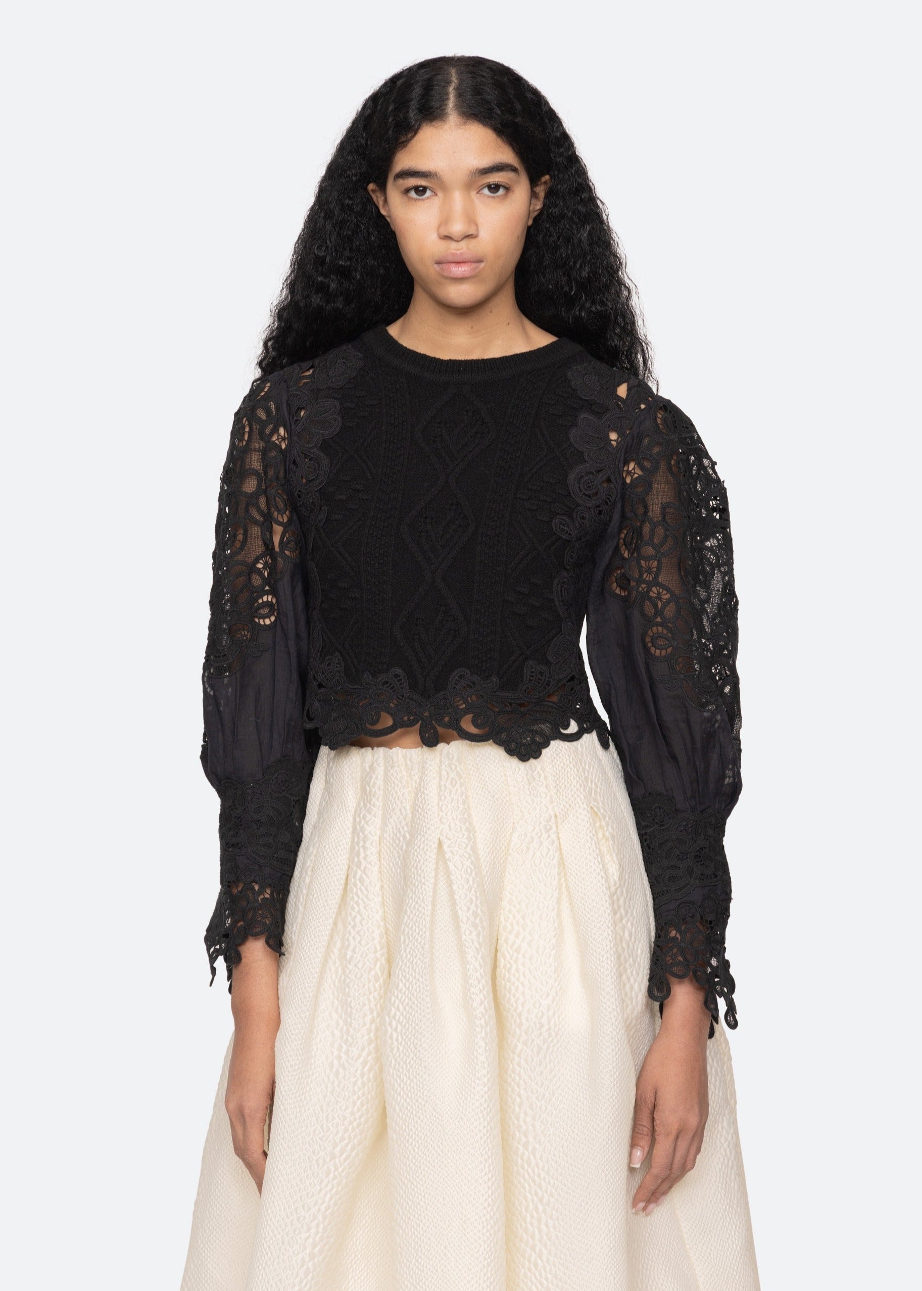 Vania Lace Combo Slv Sweater Sweaters SEA NEW YORK