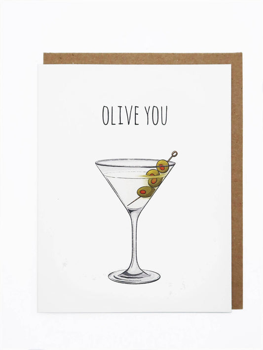 Olive You Hand Illustrated Love Card  Noted By Copine   