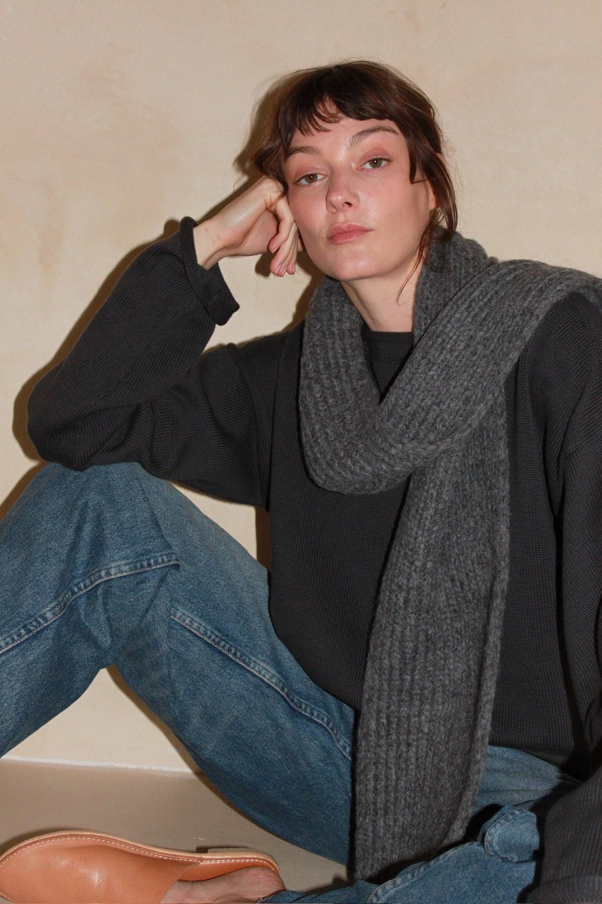 CeCe Knitted Alpaca Scarf Scarves Na Nin Ash - 2