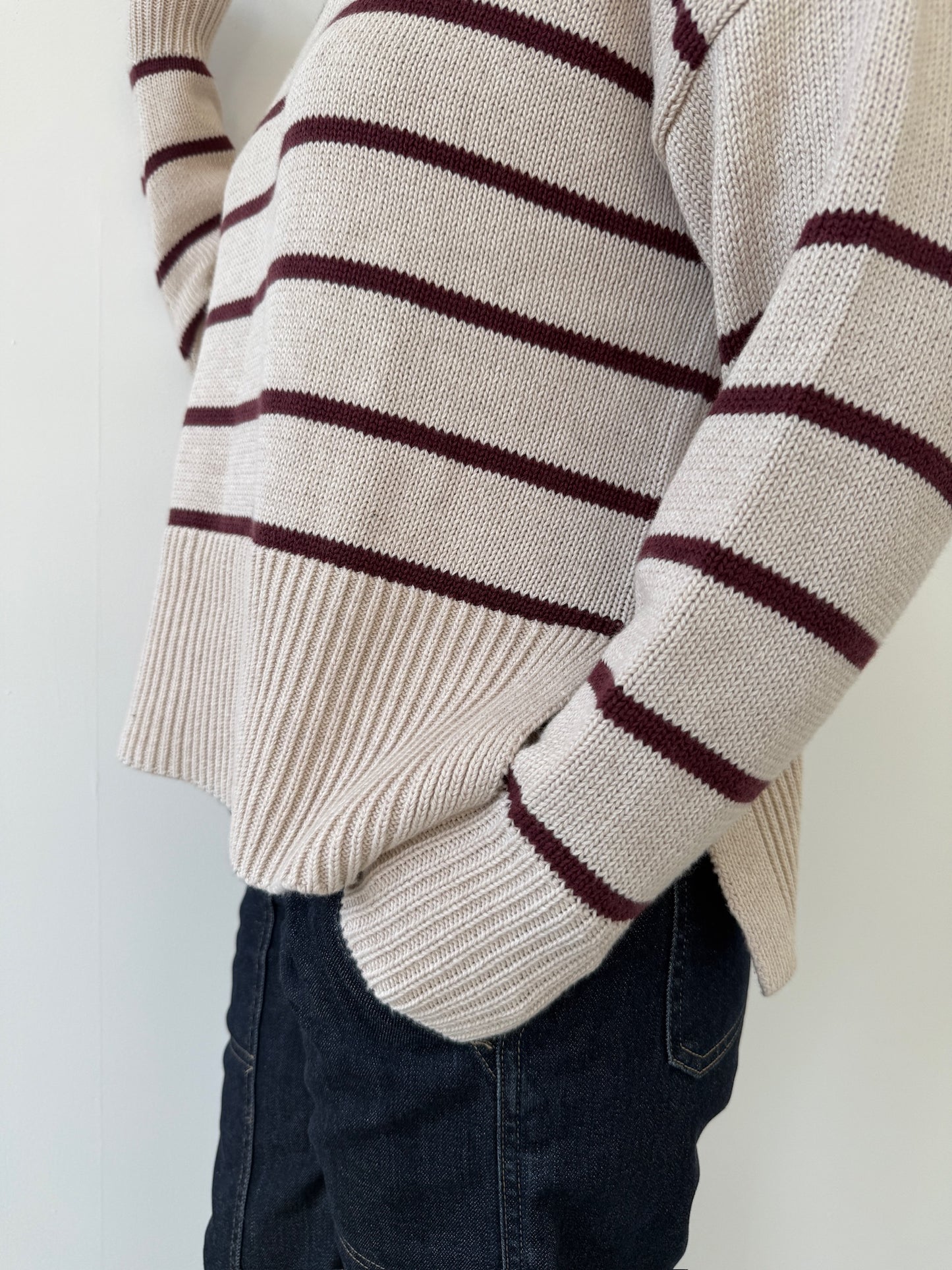 Breton Sweater on model sleeve detail