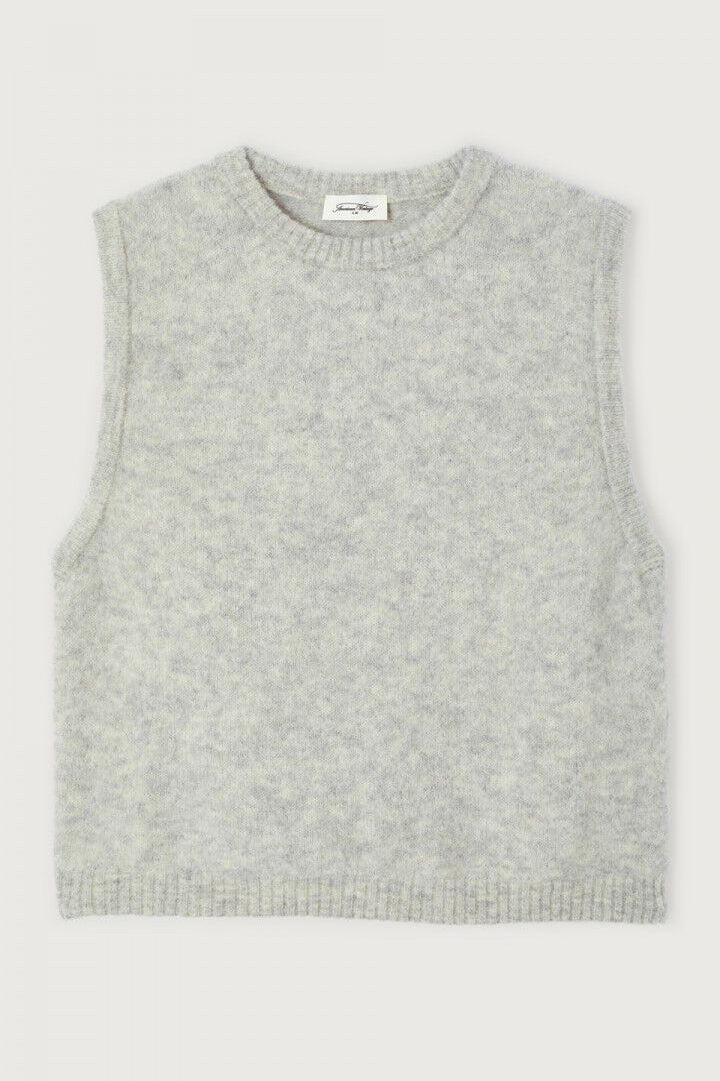 Pull Over Sleeveless Round Neck Top AMERICAN VINTAGE Gris Clair Chine S