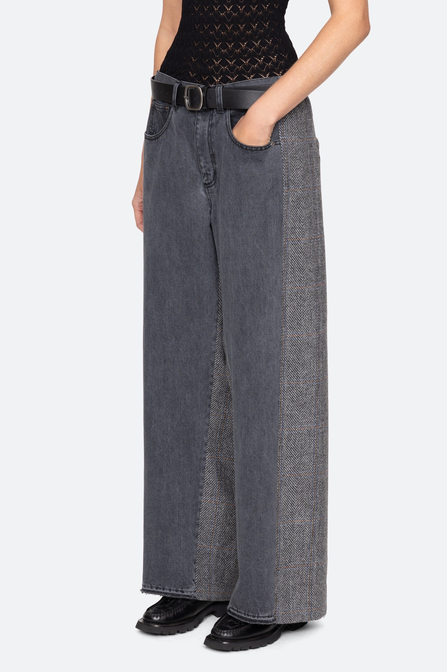 Eleni Denim Combo Pants W/ Lthr Belt Jeans SEA NEW YORK