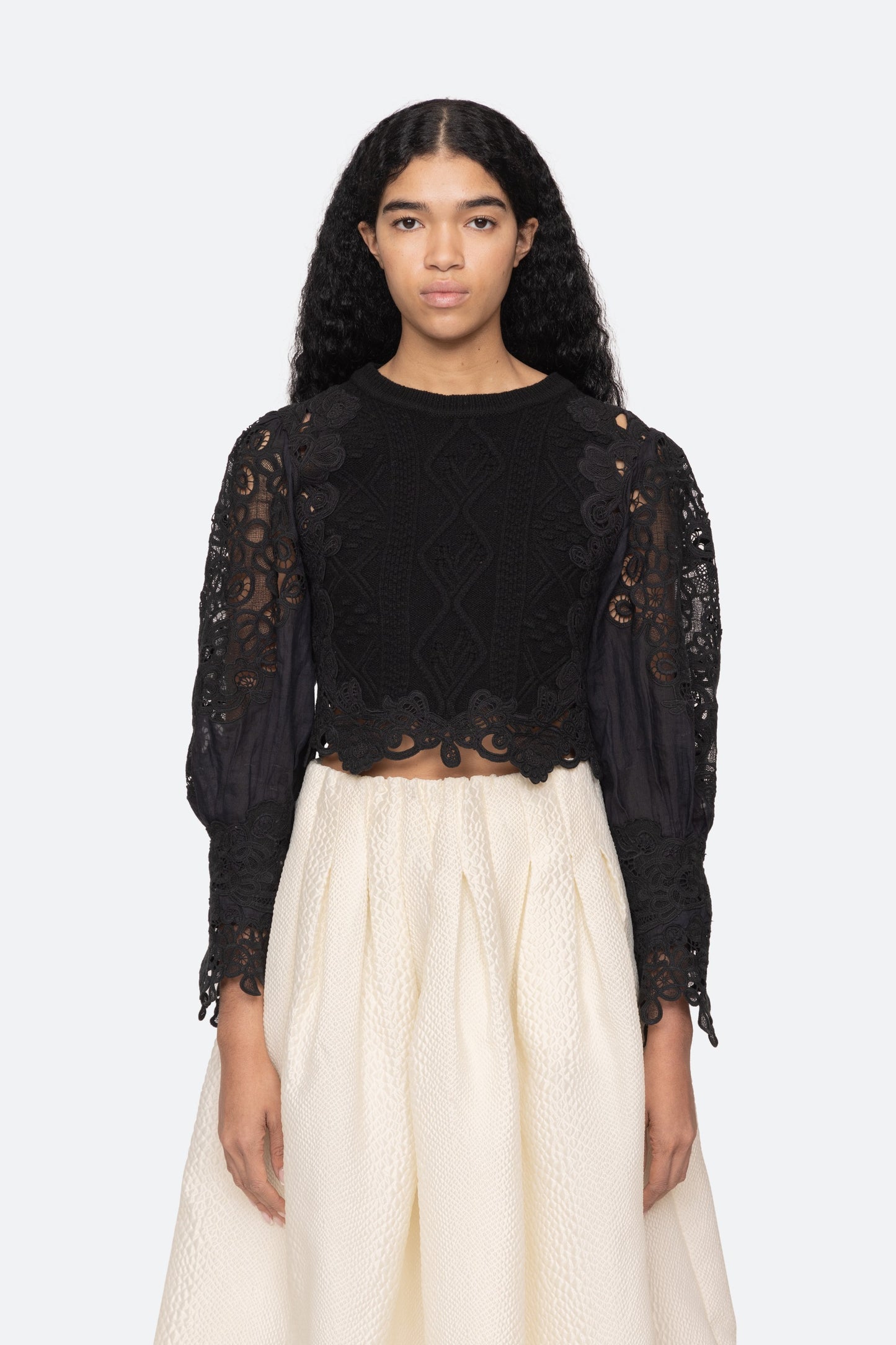 Vania Lace Combo Slv Sweater Sweaters SEA NEW YORK