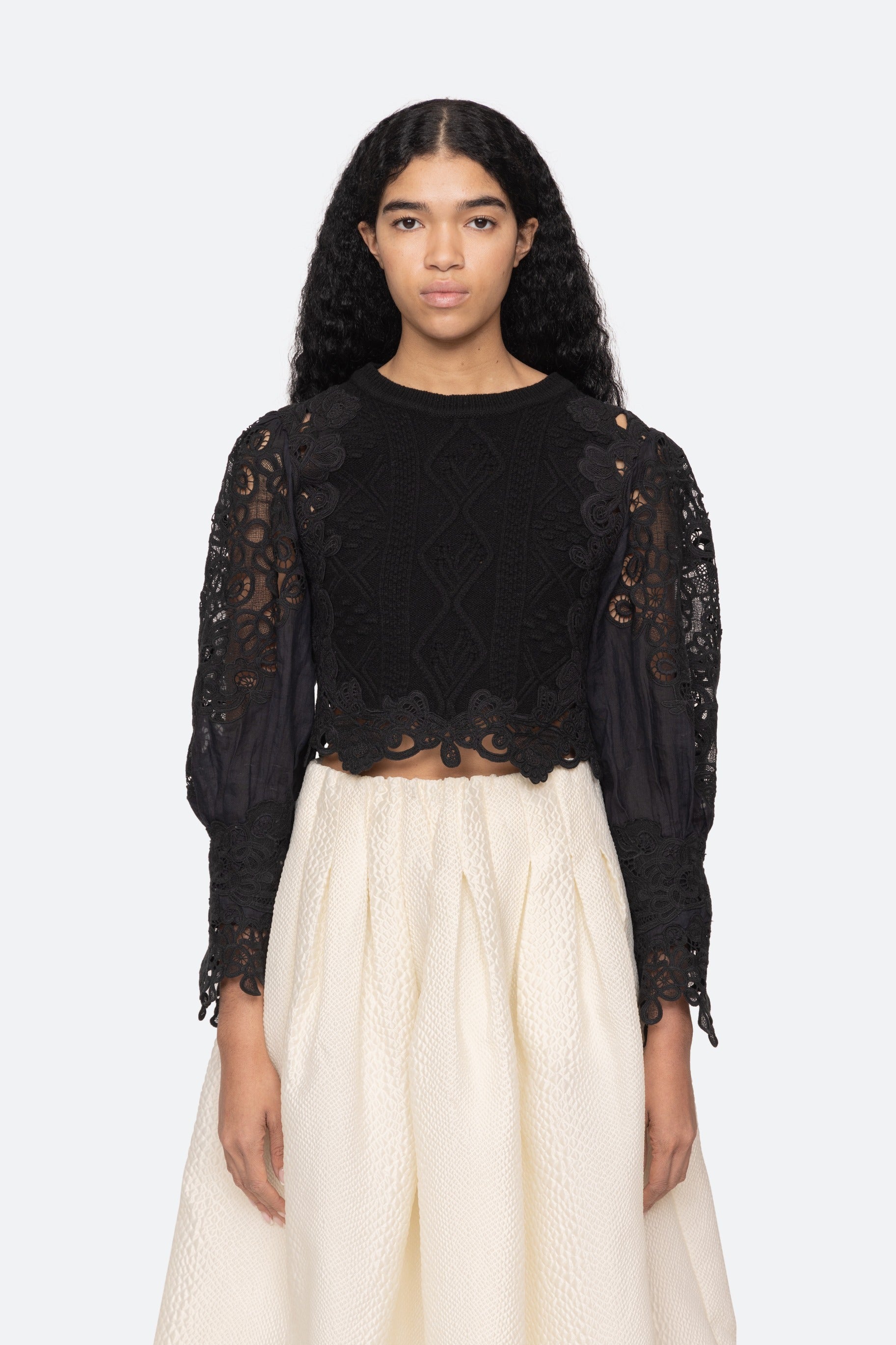 Vania Lace Combo Slv Sweater Sweaters SEA NEW YORK