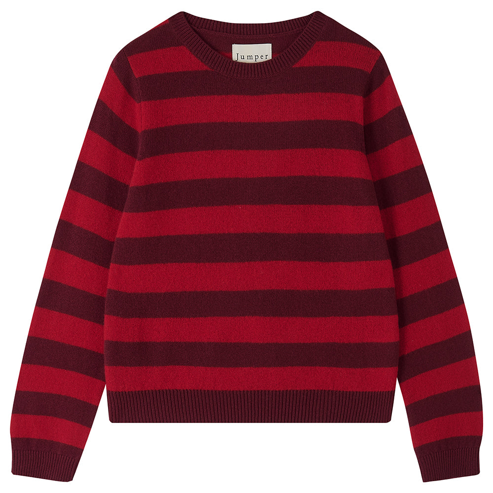 Stripe Crew Jumper 1234 V1_Burgundy_Dull Red 1