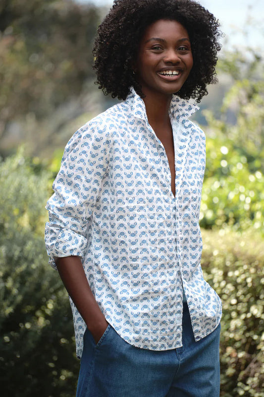 Italian, Relaxed Button-Up Shirt - Italian Cotton Tops Frank & Eileen