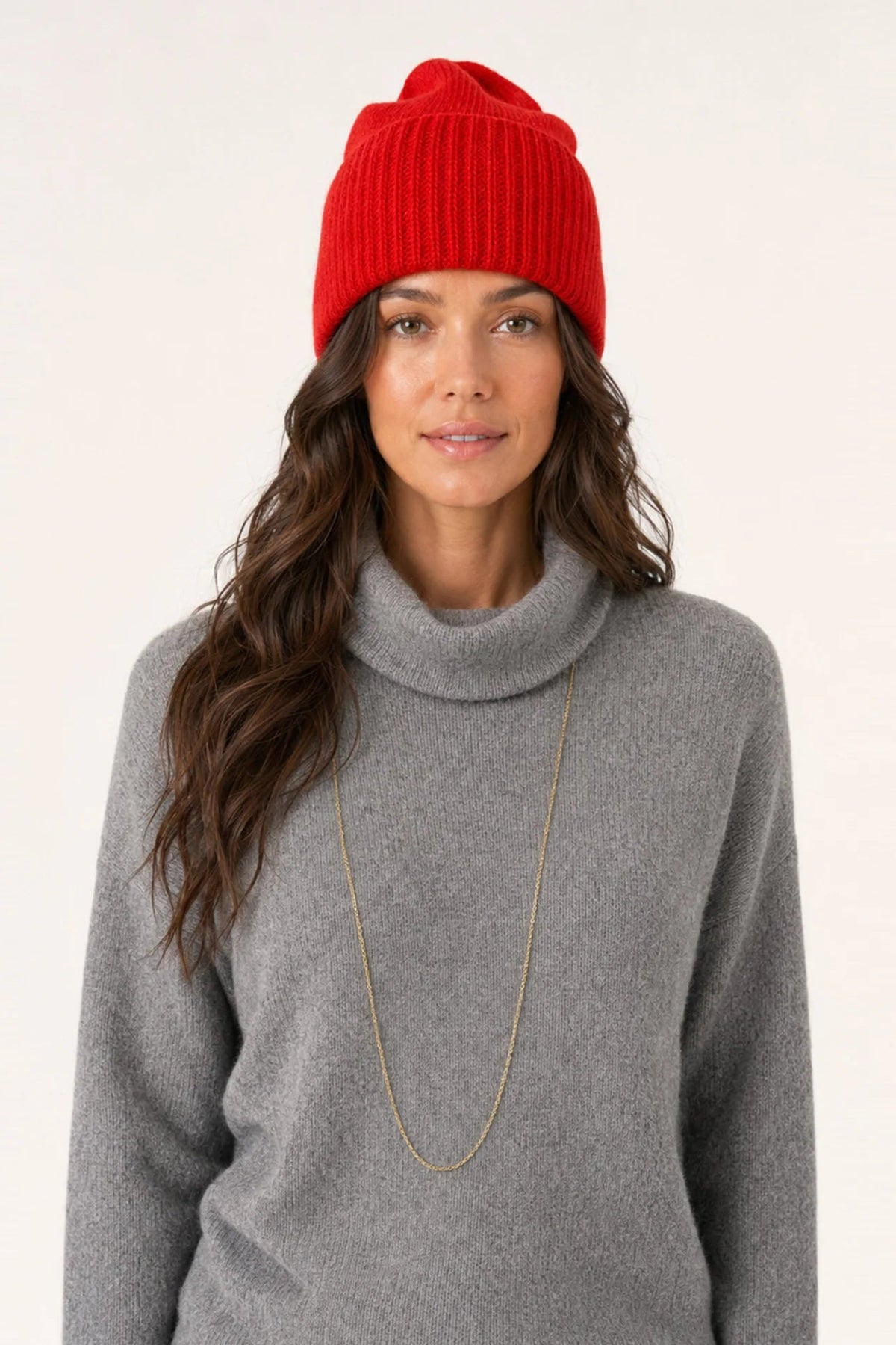 Cashmere Ribbed Hat w/Folded Cuff Hats Portolano - 2