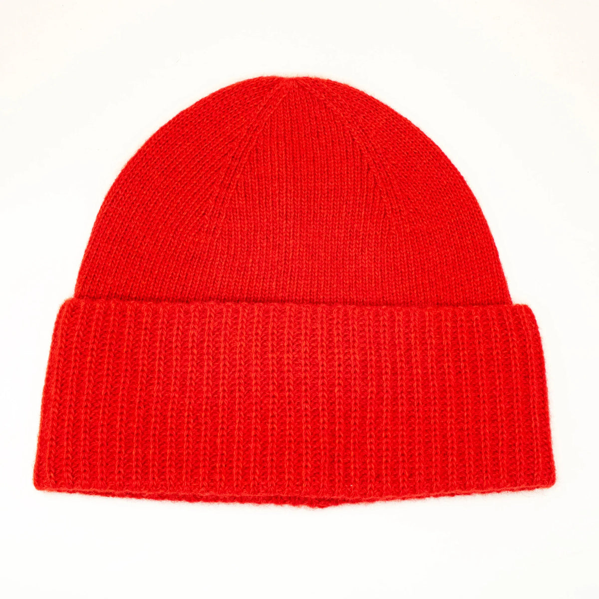 Cashmere Ribbed Hat w/Folded Cuff Hats Portolano Fire Red OS - 3