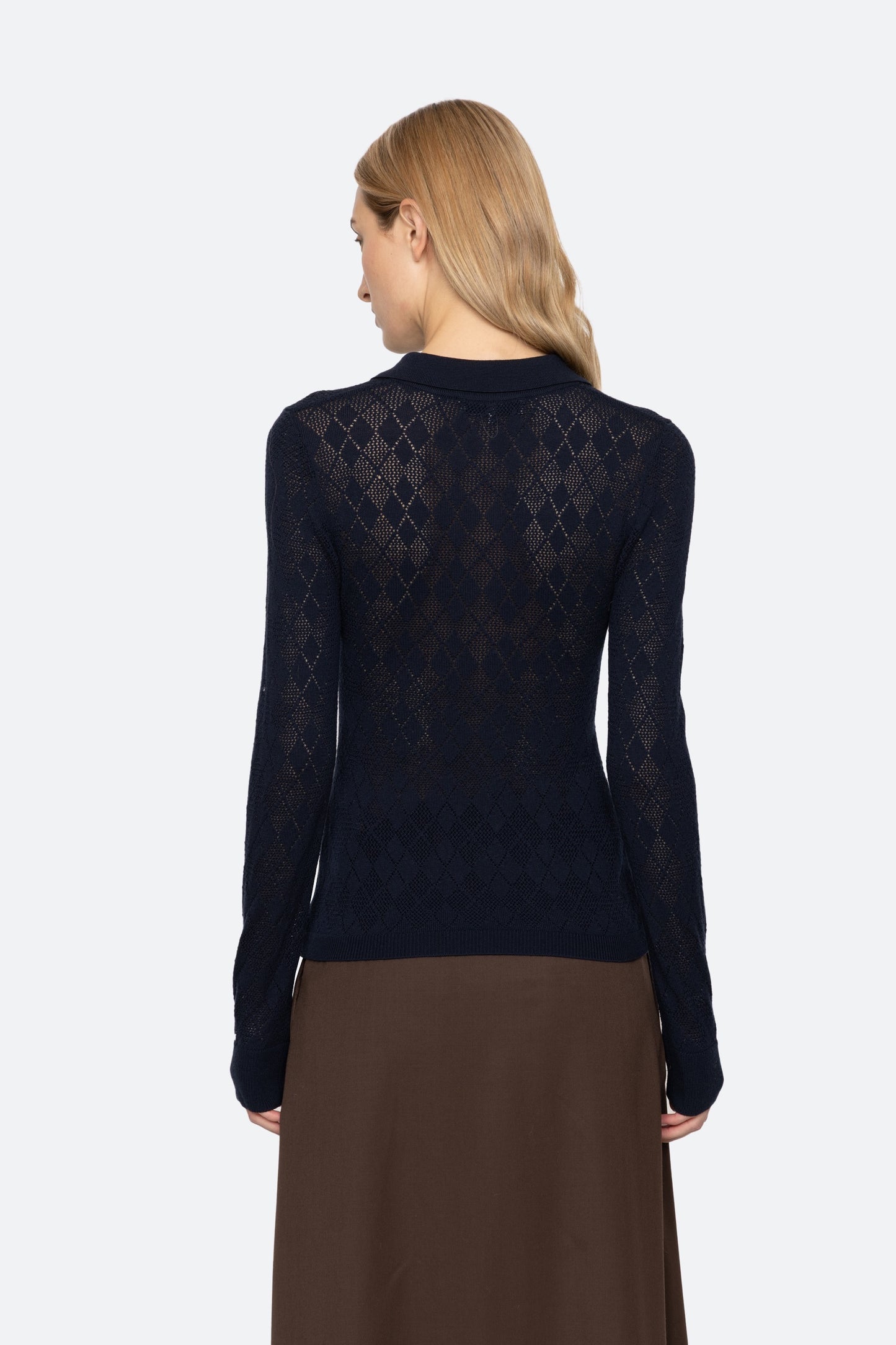 JANE ARGYLE POLO L/SLV SWEATER (D1) SEA NEW YORK
