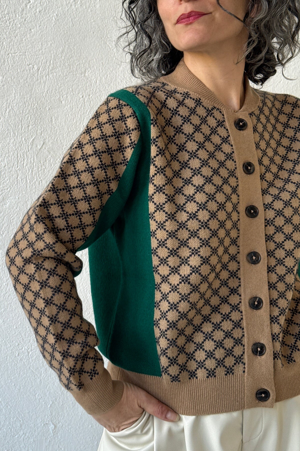Graphic Sport Block Check Cardigan Jumper 1234 - 5