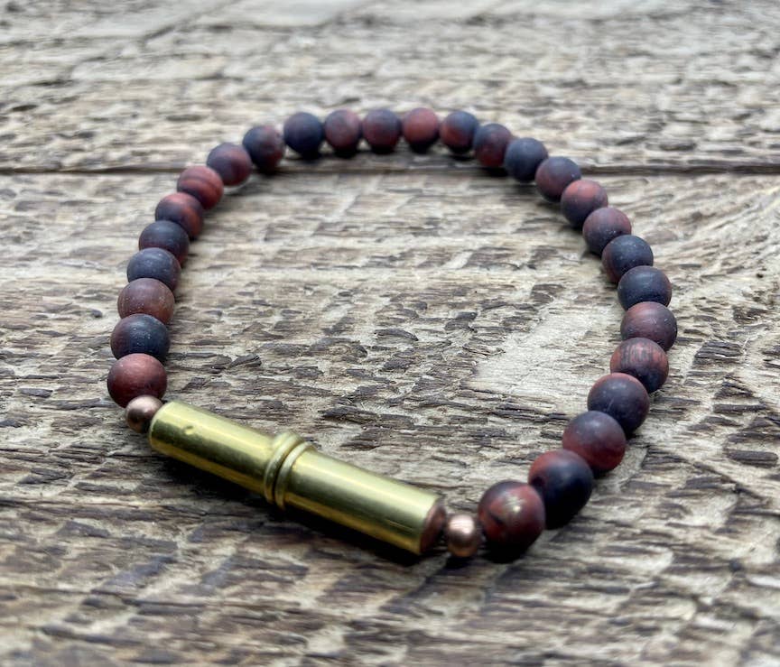 Flint Beaded Single Bracelet Jewelry Tres Cuervos Large Red Jasper