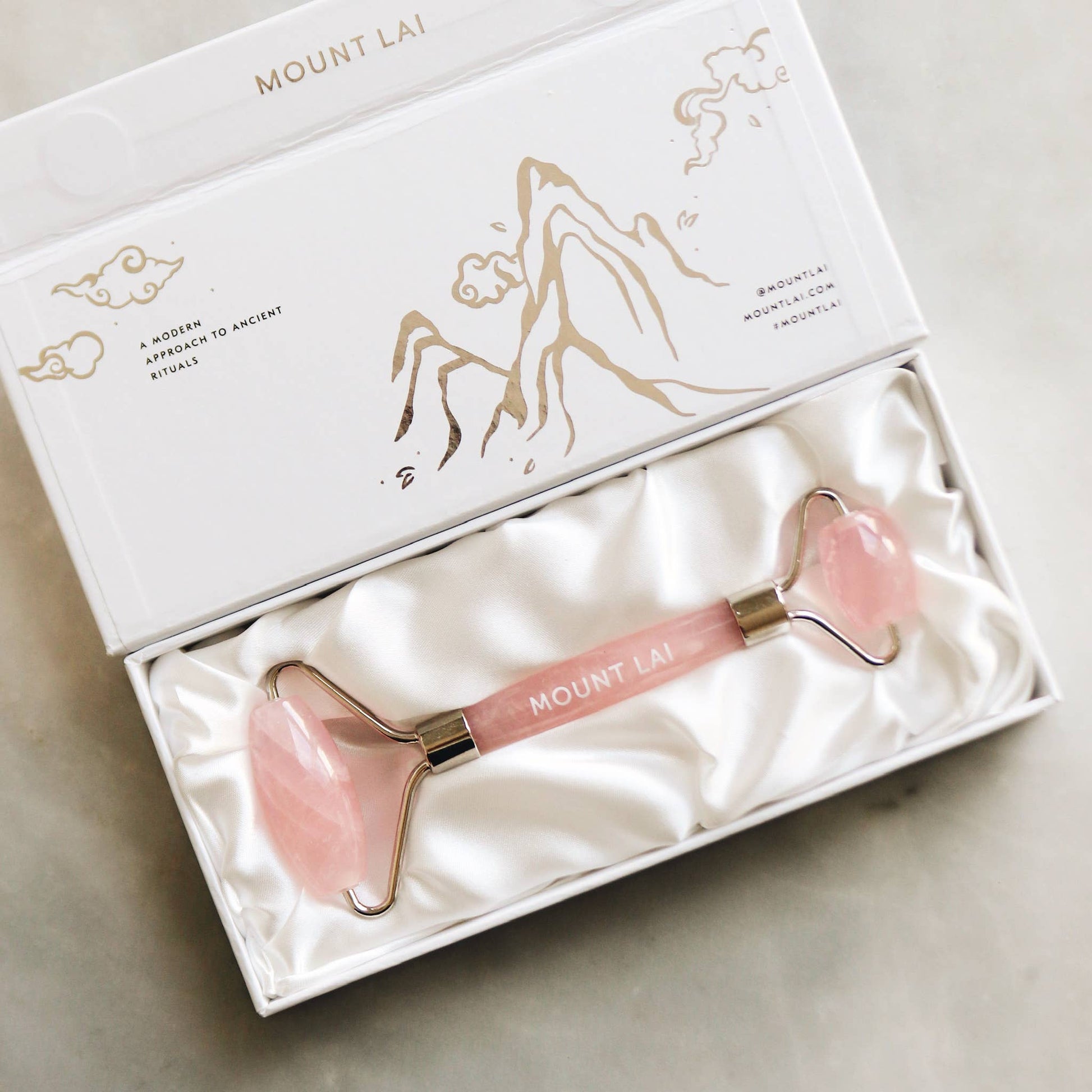 The De-Puffing Rose Quartz Facial Roller Beauty Mount Lai