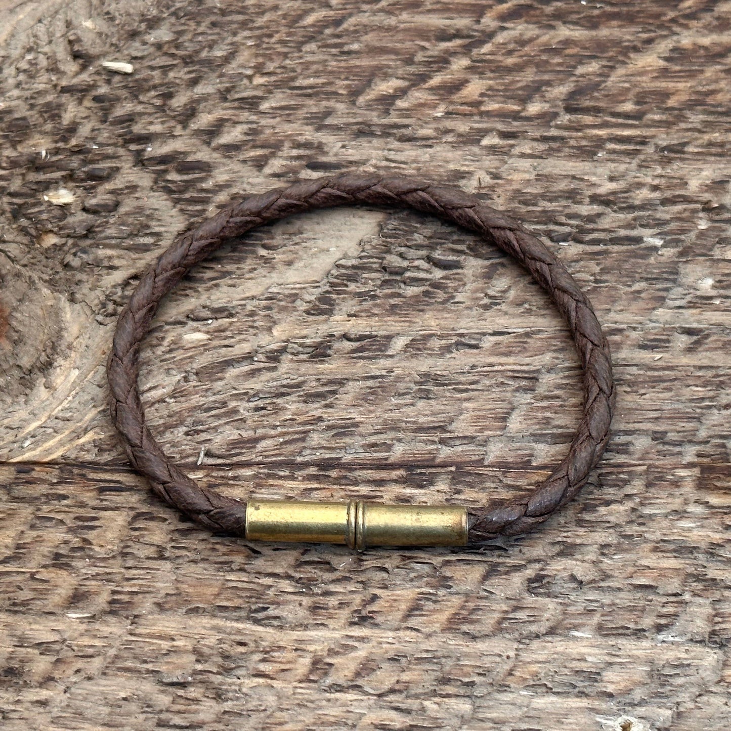 Flint Single Waxed Canvas Bracelet Jewelry Tres Cuervos Large Brown