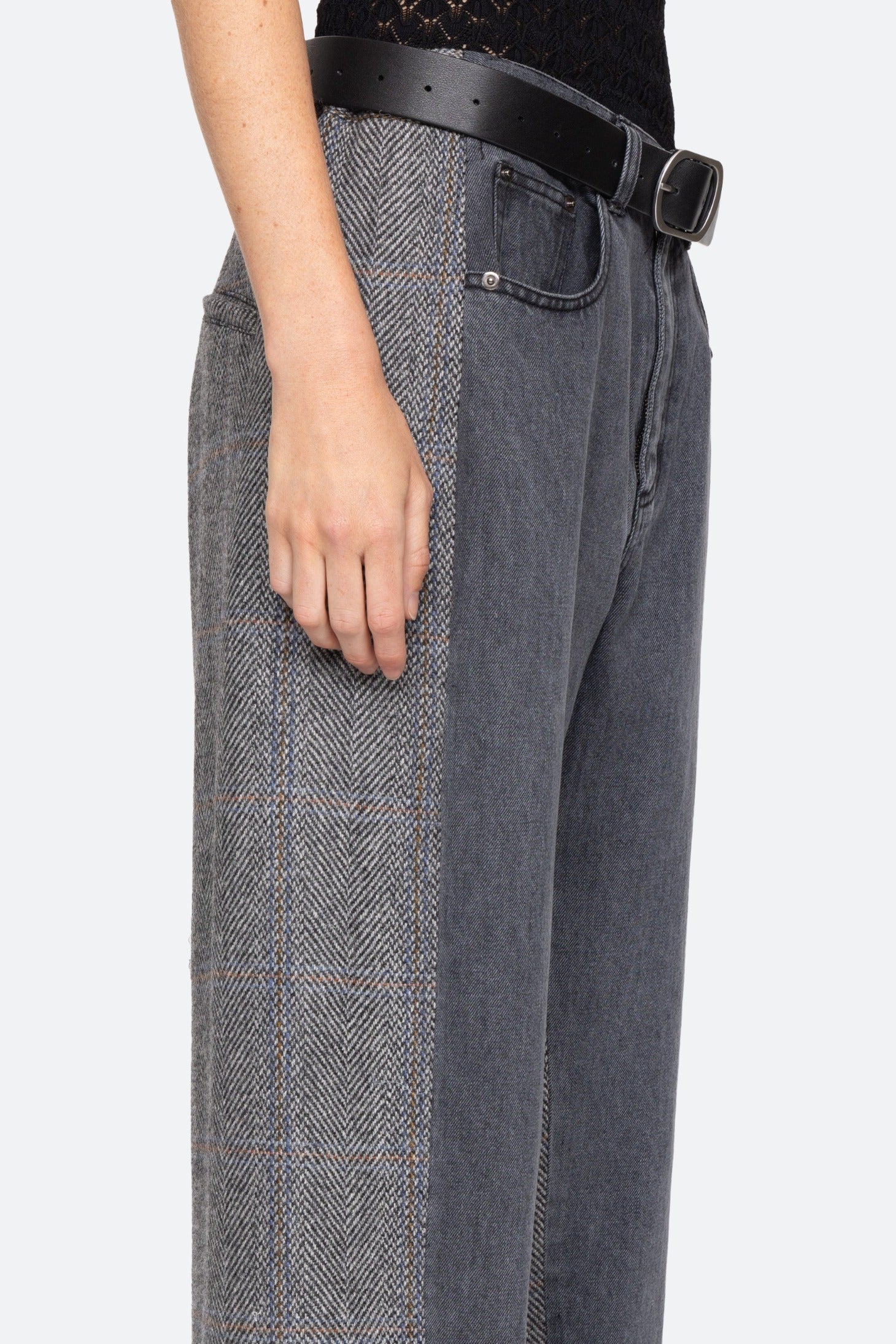 Eleni Denim Combo Pants W/ Lthr Belt Jeans SEA NEW YORK