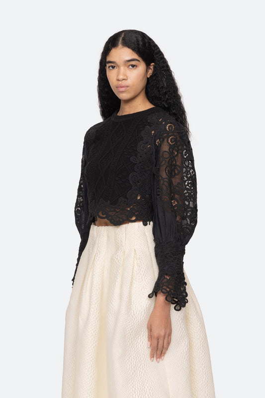 Vania Lace Combo Slv Sweater Sweaters SEA NEW YORK