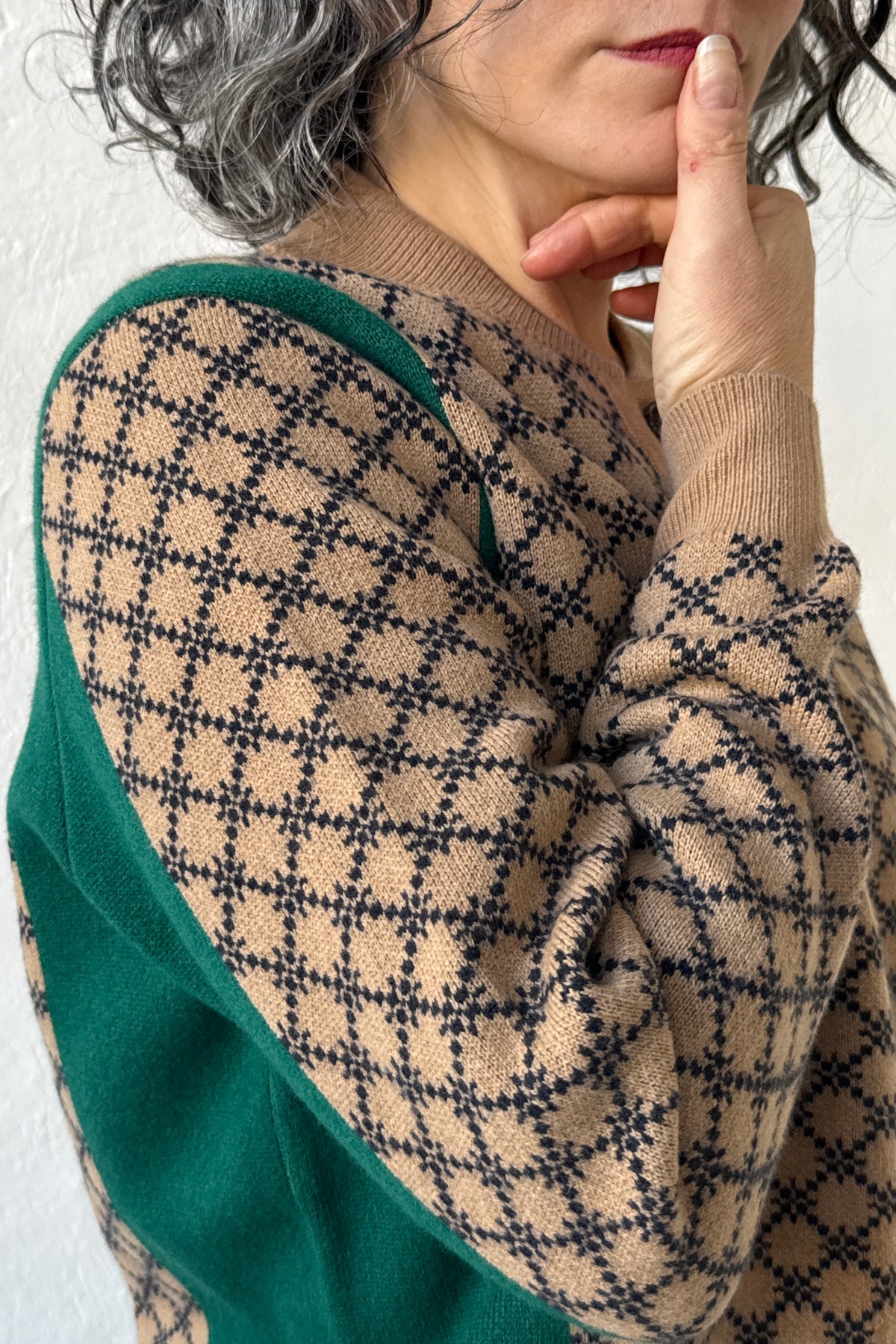 Graphic Sport Block Check Cardigan Jumper 1234 - 6