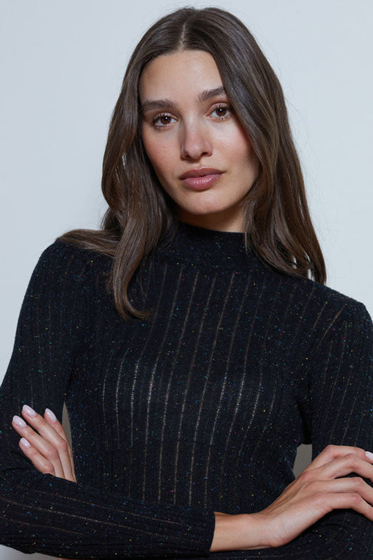 Mock Neck with Ladder Stitch Autumn Cashmere