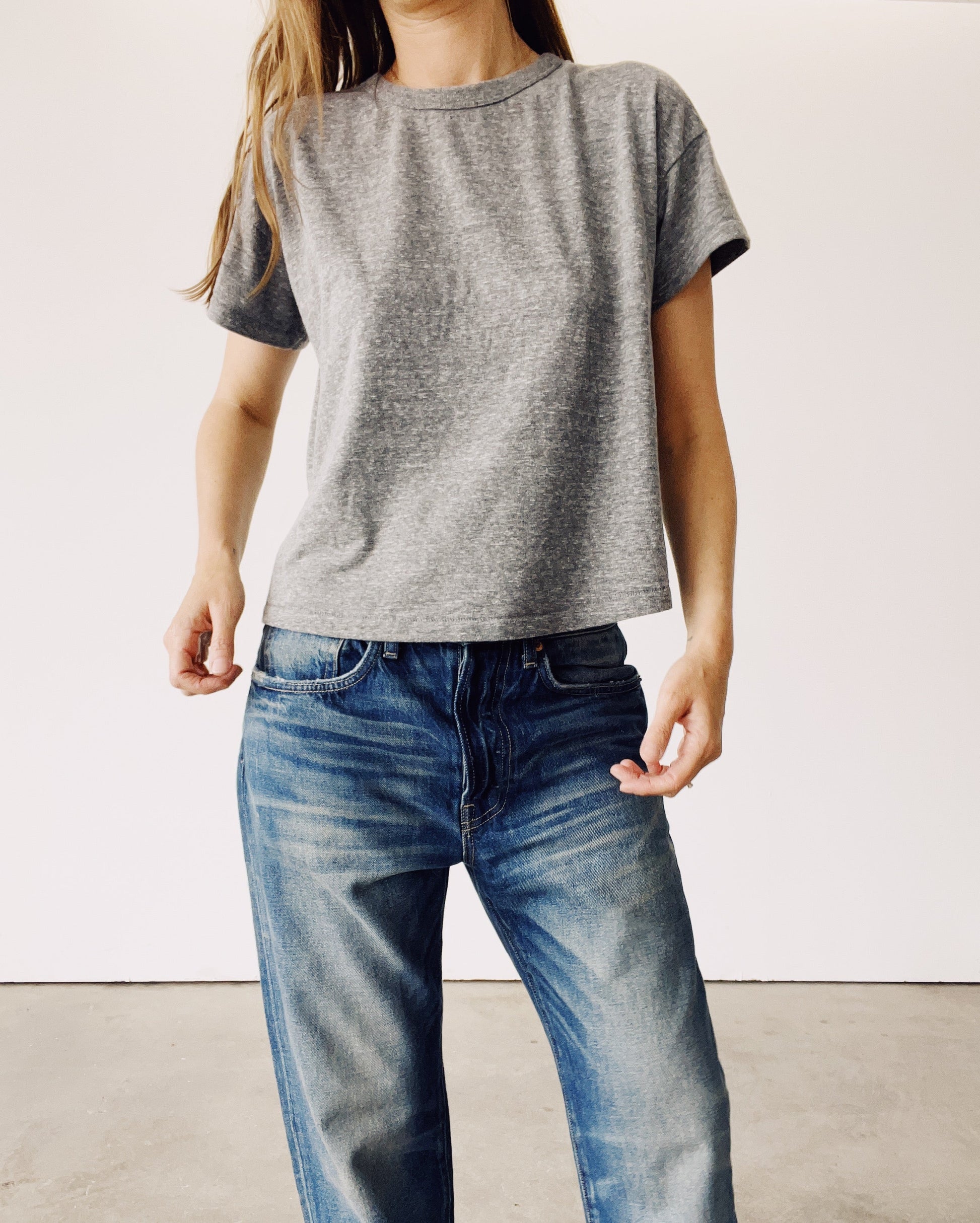 The Boxy Tee P.E. Grey Tees HEY GANG