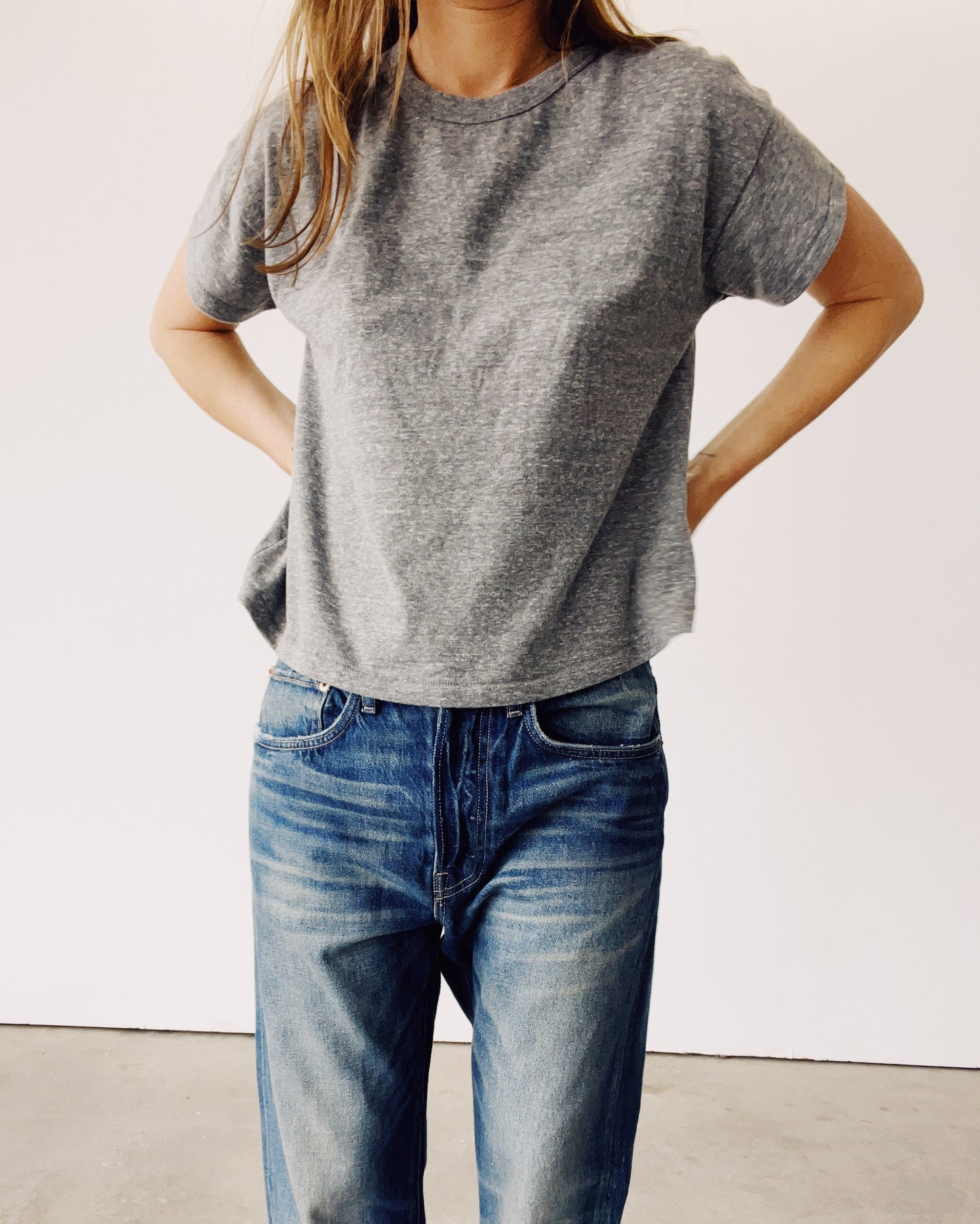 The Boxy Tee P.E. Grey Tees HEY GANG
