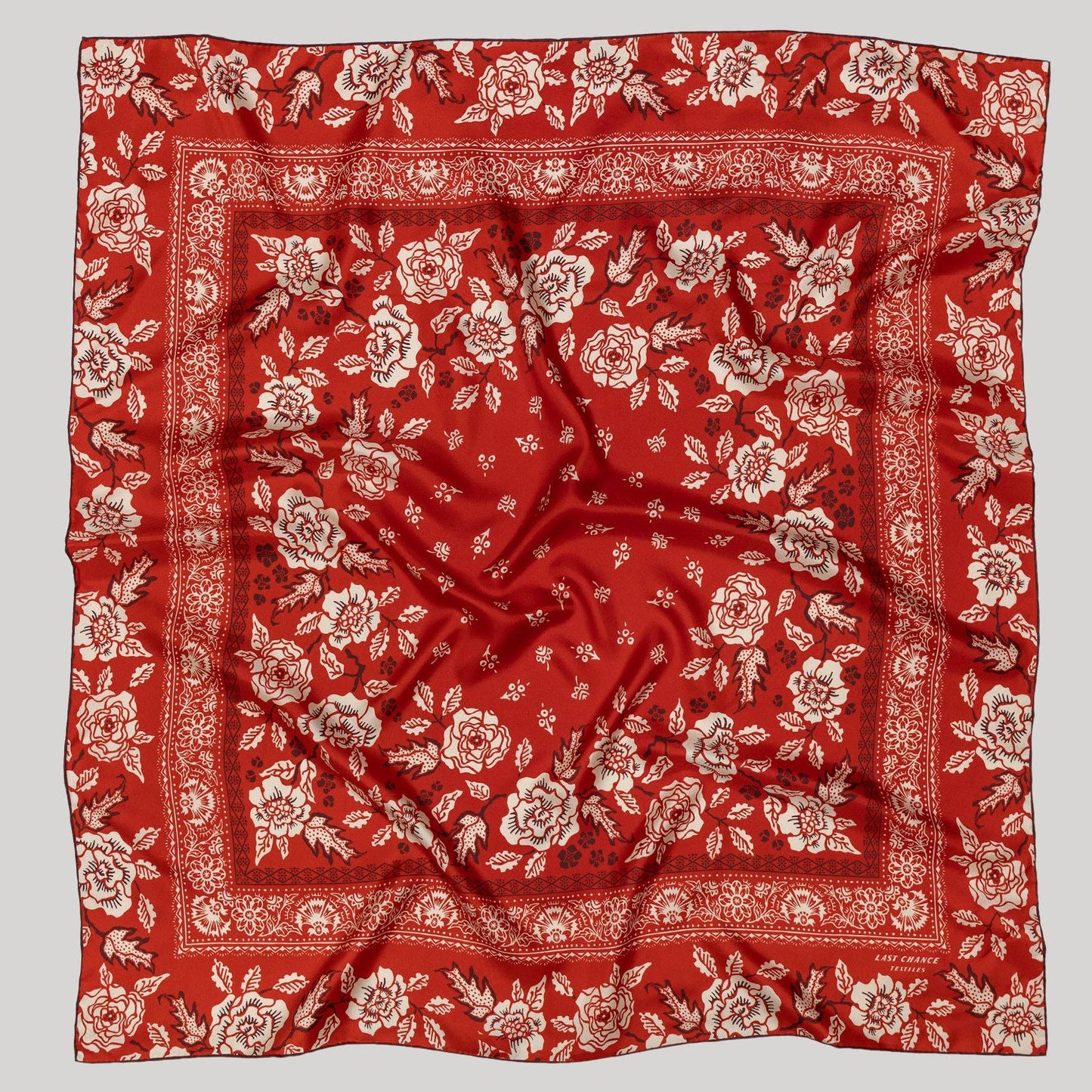 Silk Twill Scarf - Rosey in Red Hot Scarves Last Chance Textiles