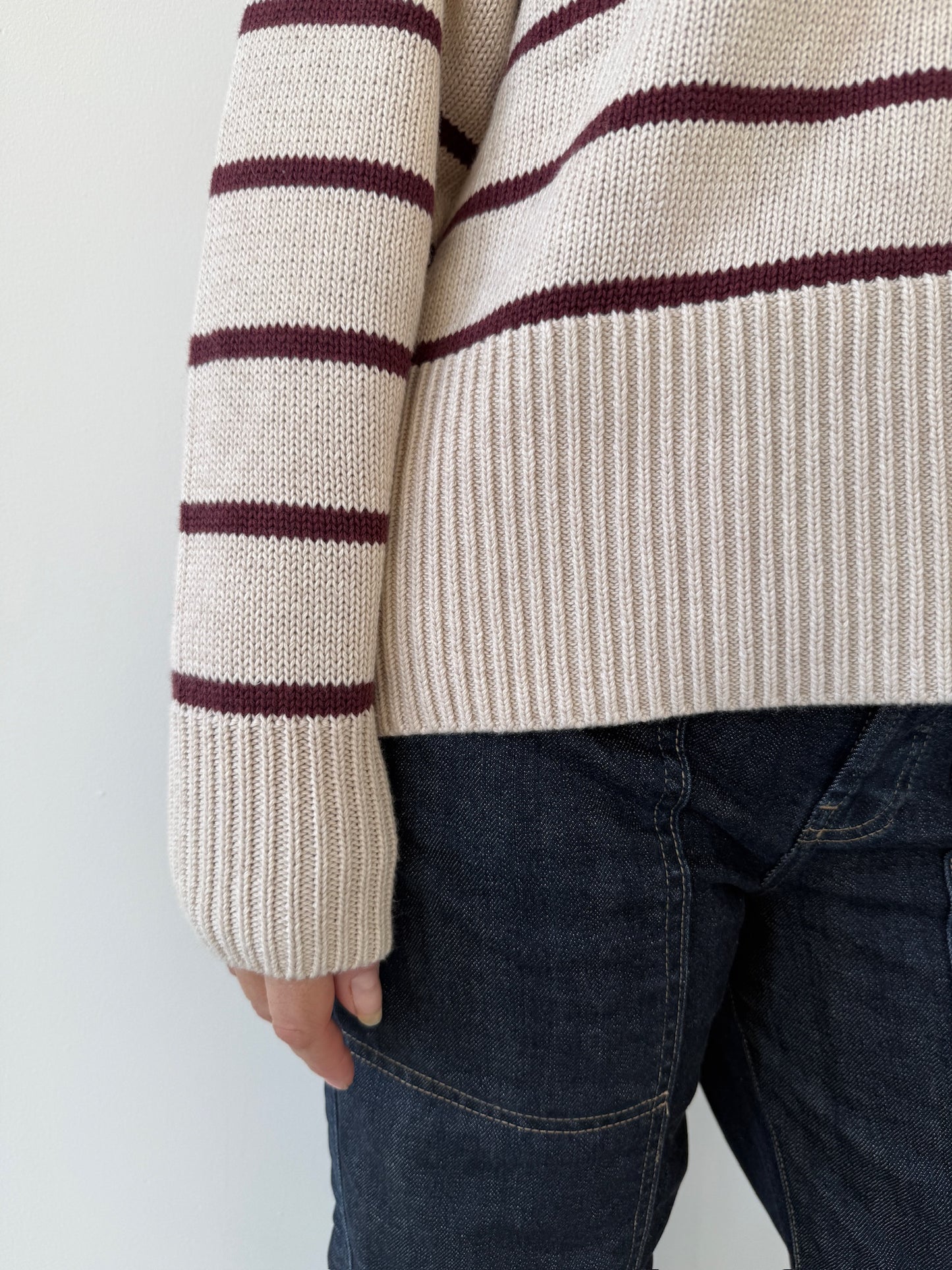 Breton Sweater on model sleeve detail