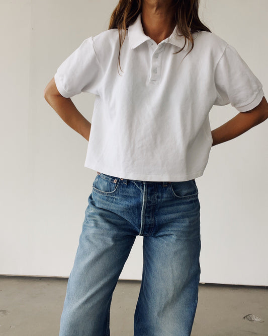 The Boxy Polo White Polos HEY GANG