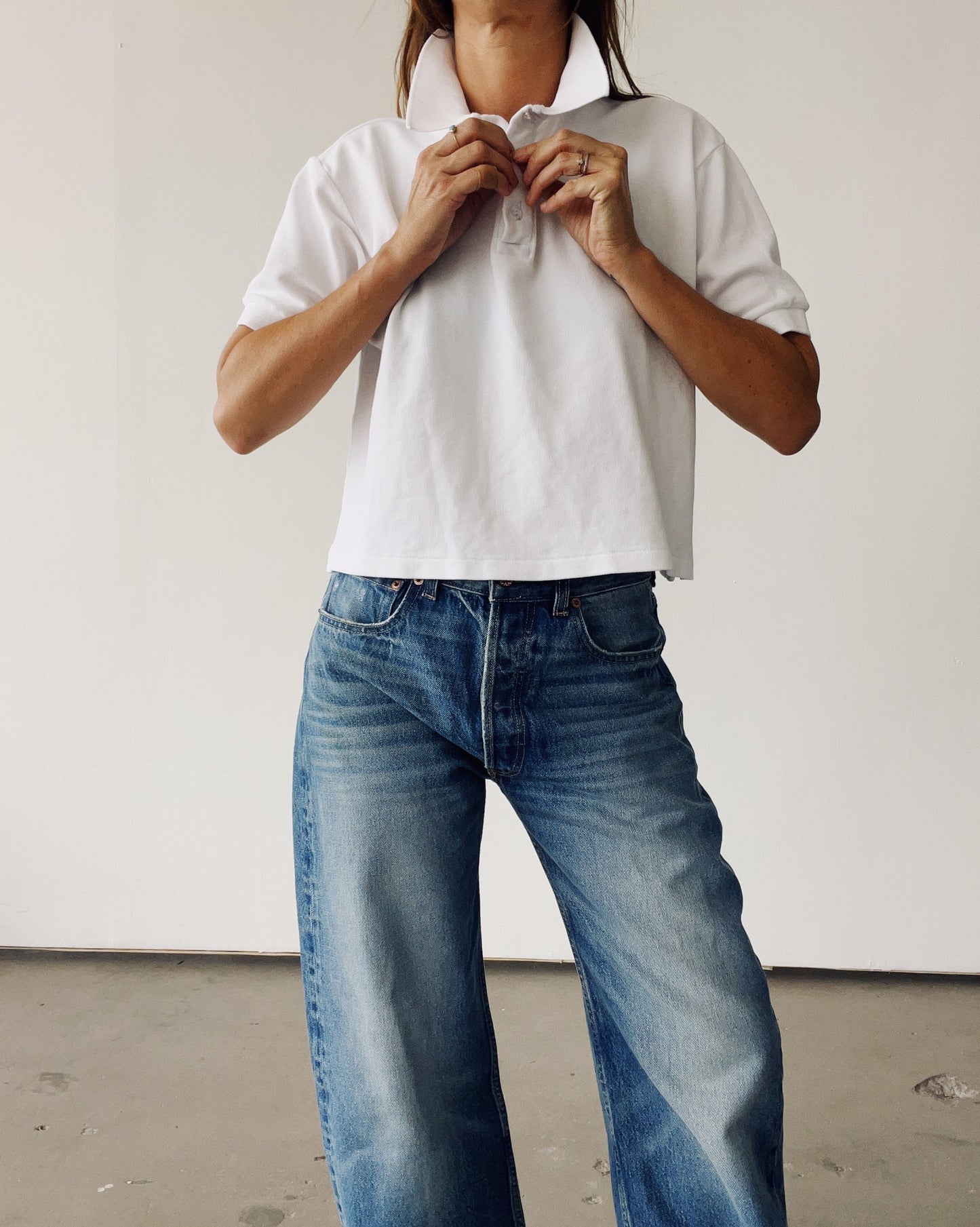 The Boxy Polo White Polos HEY GANG