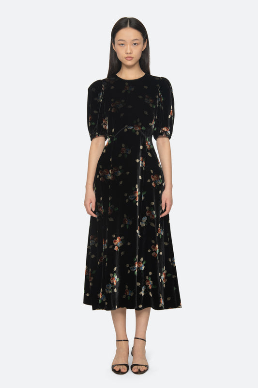 Leda Velvet Puff Slv Midi Dress Dresses SEA NEW YORK