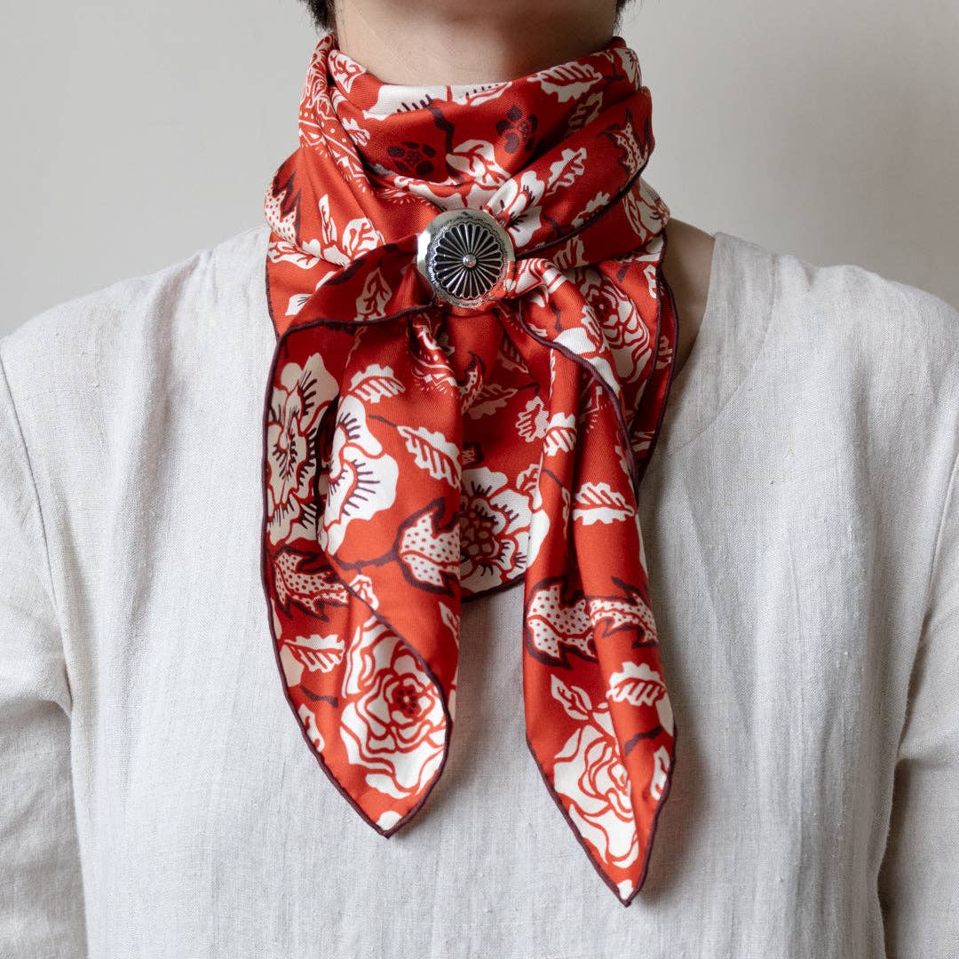 Silk Twill Scarf - Rosey in Red Hot Scarves Last Chance Textiles