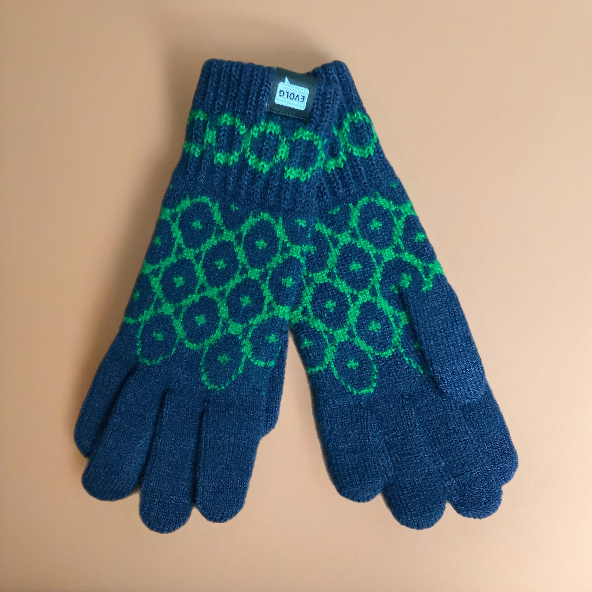 Another Knit Gloves Gloves Evolg Navy x Green O/S