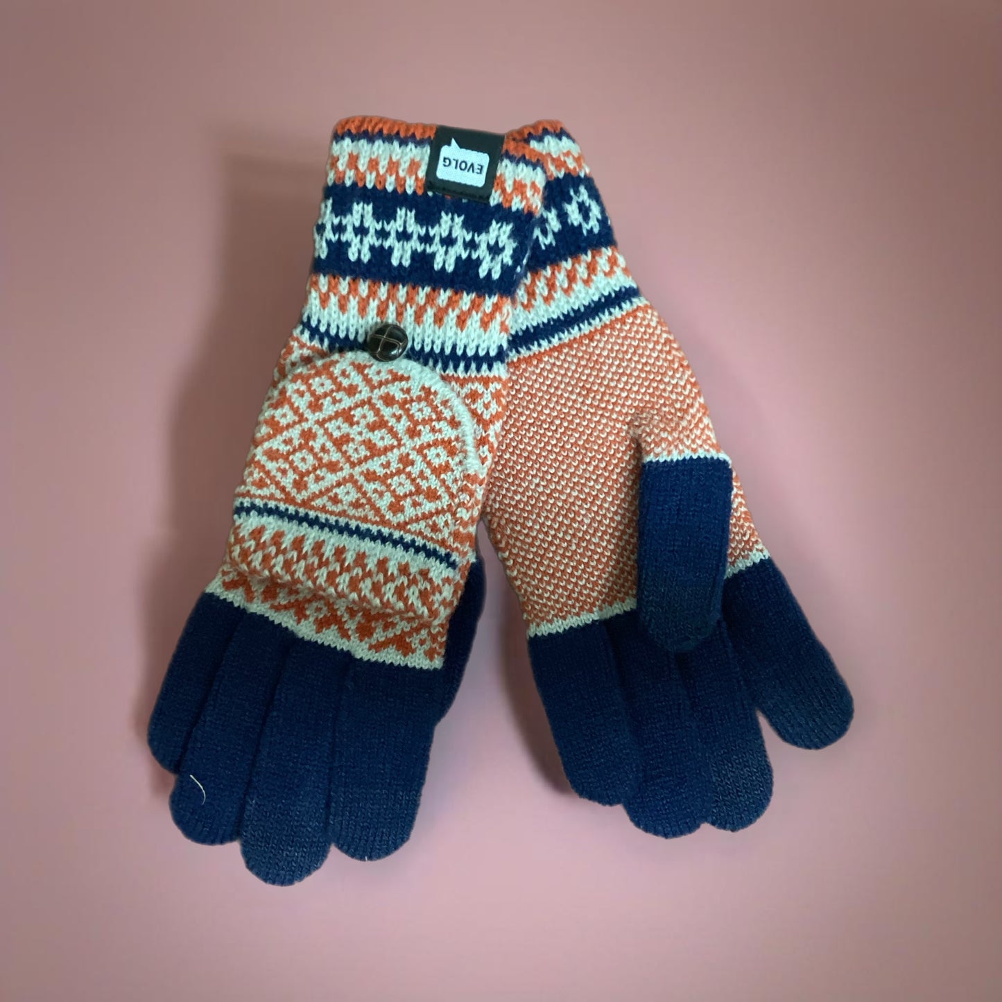 Mit Knit Gloves Gloves Evolg Navy x Orange x L. Gray O/S