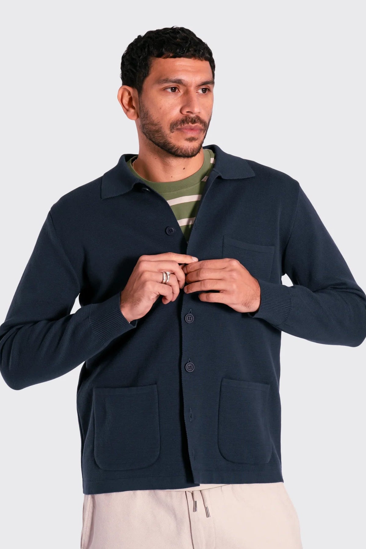 Navy collar cardigan, Far Afield - 1