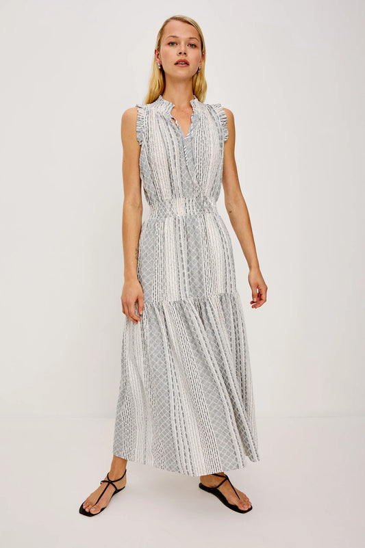 women's stripe eyelet maxi dress