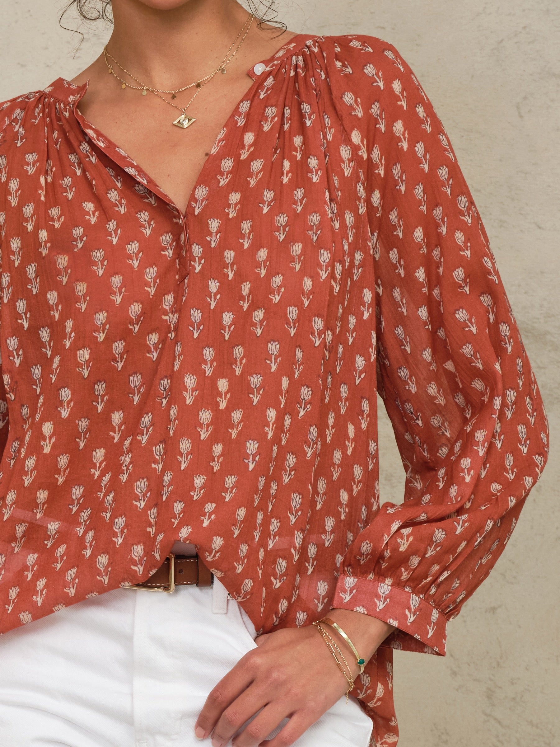 Ari Print Long Sleeve Top Shirts M.A.B.E